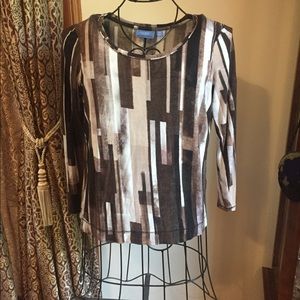Simply Vera wang long sleeve brown & cream top
